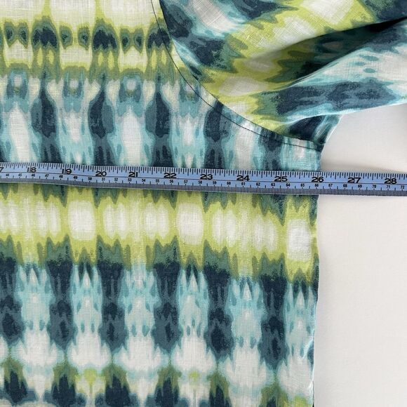 Chicos 100% Linen Shirt No Iron 4 Sz 20 Watercolor Button up Blouse 3/4 Sleeve - Picture 7 of 10